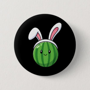 Cute Watermelon With Bunny Ears Easter Fruits 6 Cm Round Badge