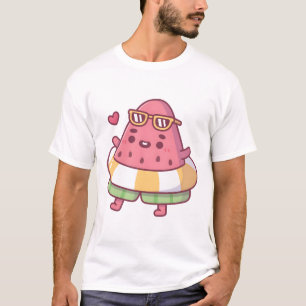 Cute Watermelon With Sunglasses And Pool Float Sum T-Shirt