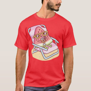 Cute Watermelon With Sunglasses g On Beach Chair T-Shirt