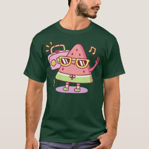 Cute Watermelon With Sunglasses Listening To The R T-Shirt