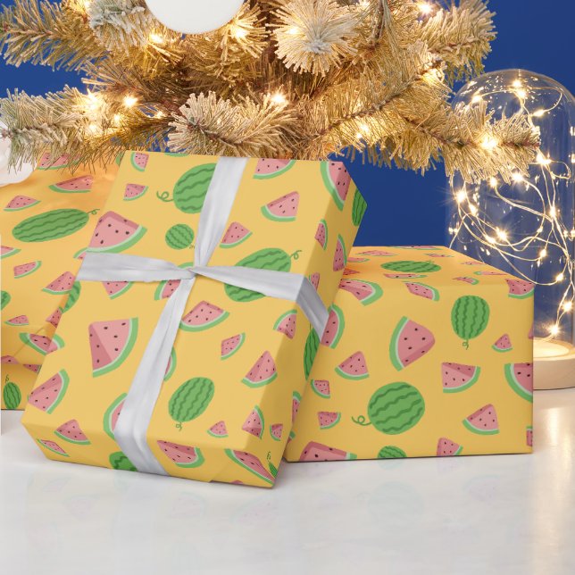 Cute Watermelon yellow Wrapping Paper (Holidays)