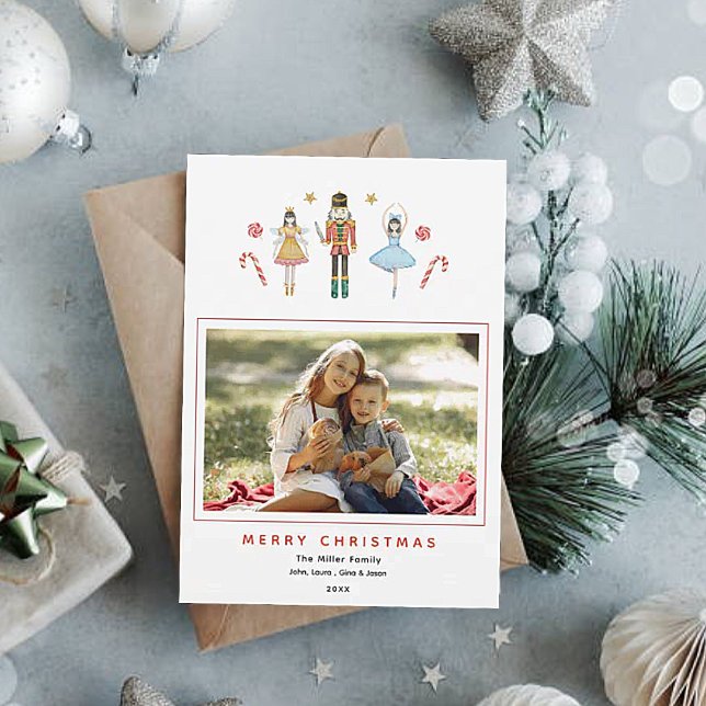 Cute watrecolor nutcracker Photo Christmas  Holiday Card (Creator Uploaded)