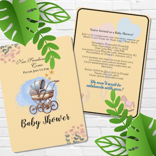 Cute Watter colour Personalised Baby Shower  Invit Invitation (Creator Uploaded)