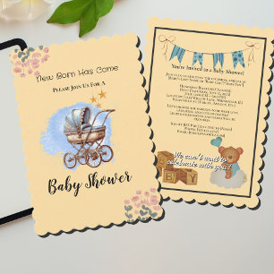 Cute Watter colour Personalised Baby Shower Invitation