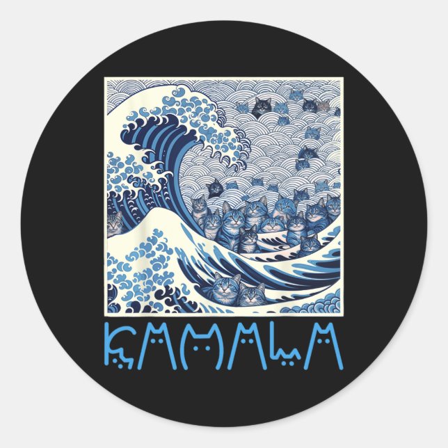Cute Wave Of Blue Cats For Kamala 1  Classic Round Sticker (Front)