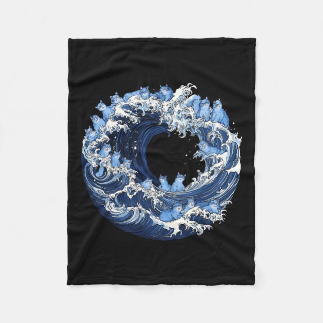 Cute Wave Of Blue Cats For Kamala 2  Fleece Blanket (Front)