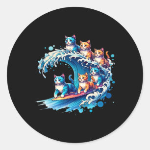 Cute Wave Of Blue Cats For Kamala Funny 2  Classic Round Sticker