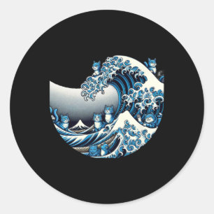 Cute Wave Of Blue Cats For Kamala Funny  Classic Round Sticker