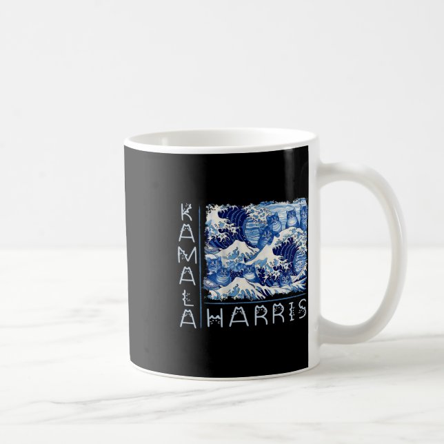 Cute Wave Of Blue Cats For Kamala Harris Funny  Coffee Mug (Right)
