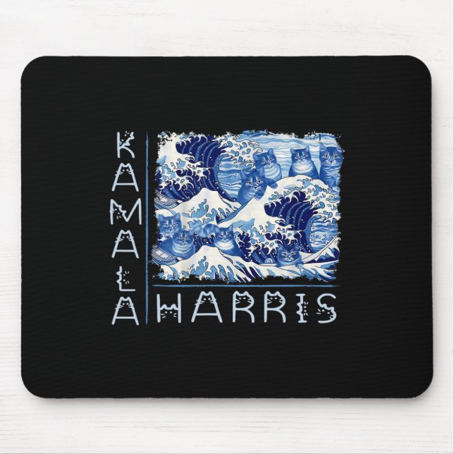 Cute Wave Of Blue Cats For Kamala Harris Funny  Mouse Mat (Front)