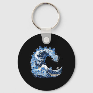 Cute Wave Of Blue Cats For Kamala Key Ring