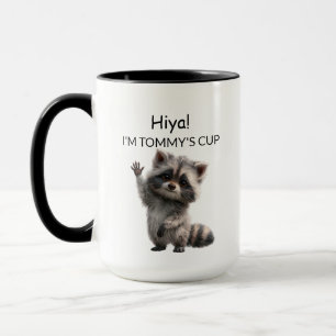 Cute Waving Baby Racoon Mug Personalised