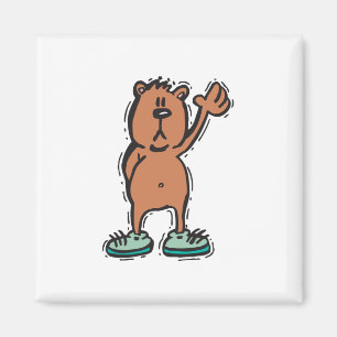 cute waving bear in sneakers magnet