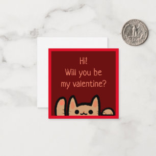 Cute Waving Cat Valentines Card