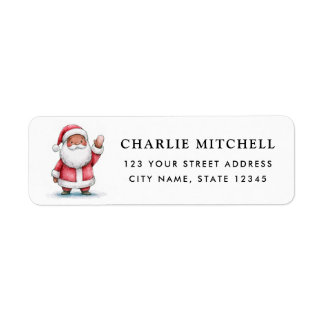Cute waving Santa Christmas holiday return address