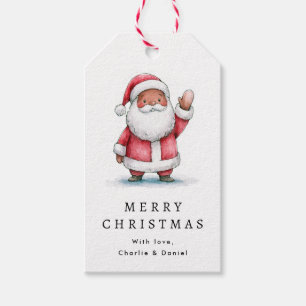 Cute waving Santa illustration Merry Christmas Gift Tags