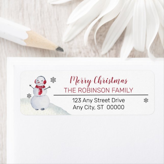 Cute Waving Snowman Merry Christmas Family (Insitu)