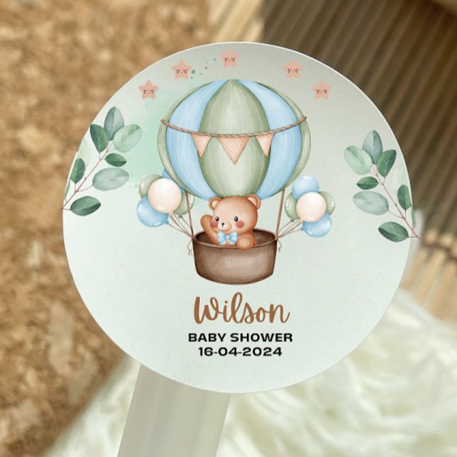 cute we can bearly wait baby shower  classic round sticker (Creator Uploaded)