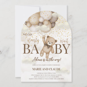 Cute We Can Bearly Wait  baby shower Invitation