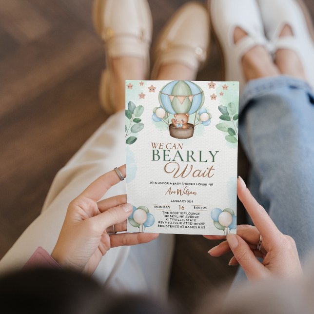 cute we can bearly wait baby shower  invitation (Creator Uploaded)