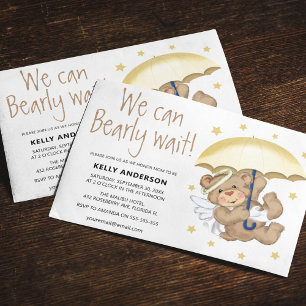 Cute We Can Bearly Wait! baby shower Invitation