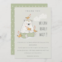 Cute We Can Bearly Wait Bear Birds Baby Shower
