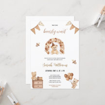 cute we can bearly wait brown bear babyshower