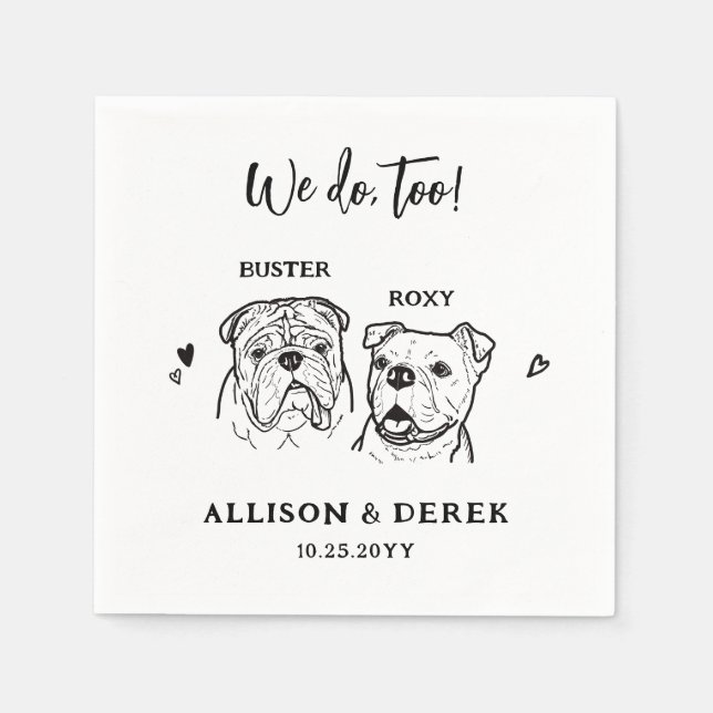 Cute We Do Too 2 Dogs English Bulldog Wedding Napk Napkin (Front)