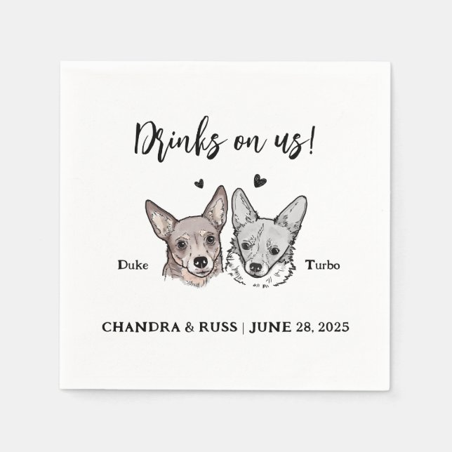 Cute We Do Too 2 Dogs Wedding Napkins (Front)