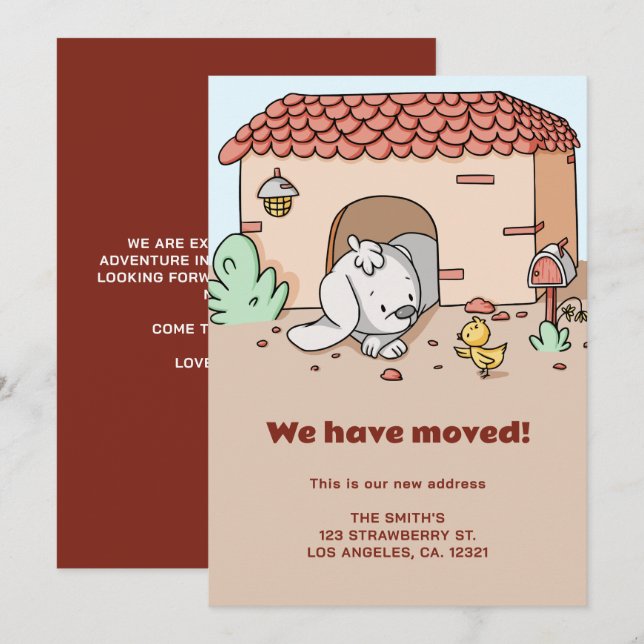 Cute We Have Moved Dog House Moving Announcement (Front/Back)
