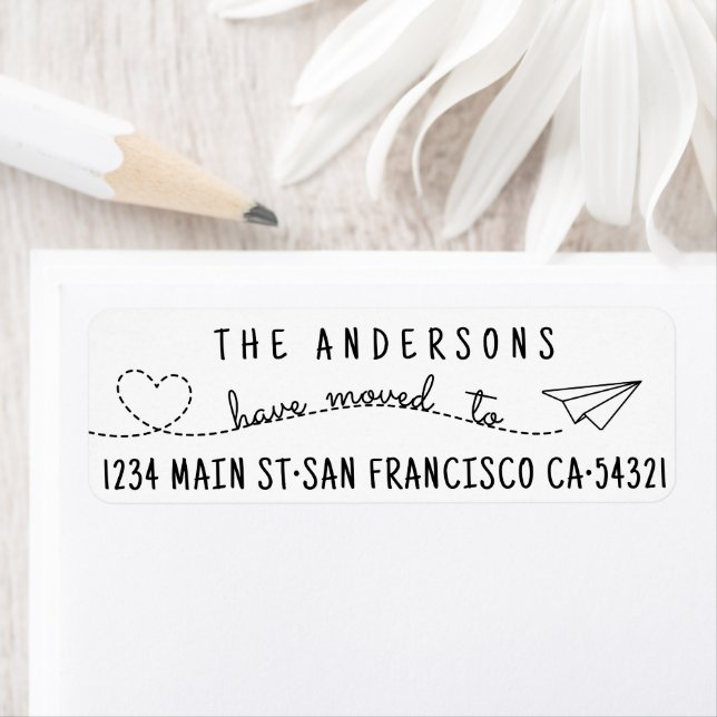 Cute We Have Moved Modern Heart Paper Plane Script (Insitu)