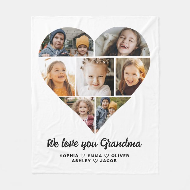 Cute We love you Grandma photo collage Fleece Blanket (Front)