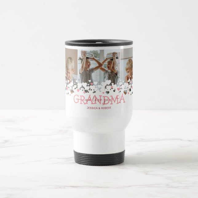 Cute We Love You Grandma Photo Travel Mug (Center)
