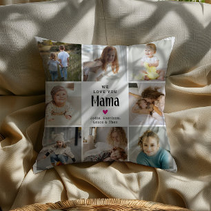 Cute 'We Love You Mama' Photo Collage Cushion