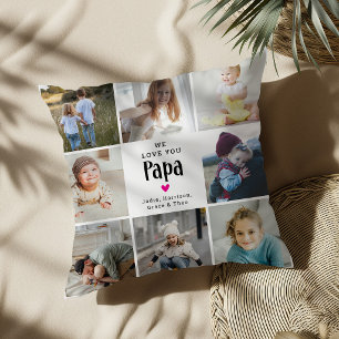 Cute 'We Love You Papa' Photo Collage Cushion