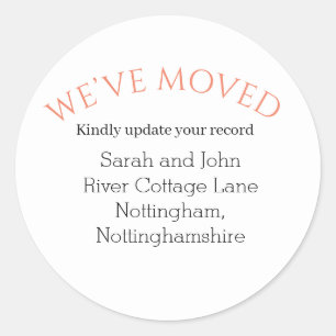Cute We’ve Moved Announcement Orange Stickers
