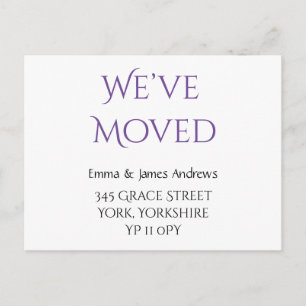 Cute We’ve Moved New Address Announcement Purple Postcard