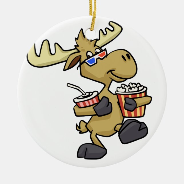 Cute Wearing 3D Glasses | choose background color Ceramic Tree Decoration (Front)