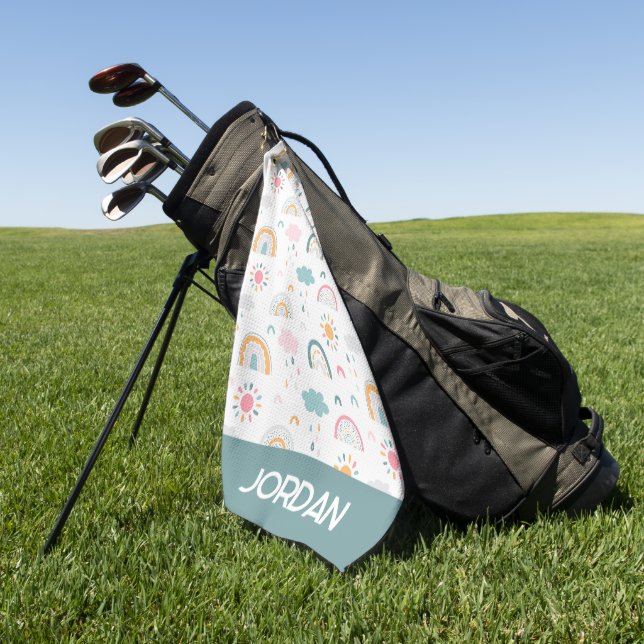 Cute Weather Pattern Golf Towel (Green)