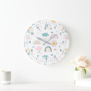 Cute Weather Pattern Large Clock