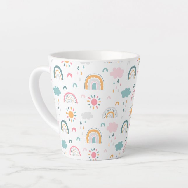 Cute Weather Pattern Latte Mug (Left Angle)