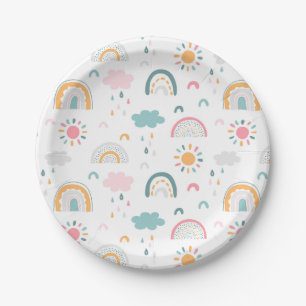 Cute Weather Pattern Paper Plate