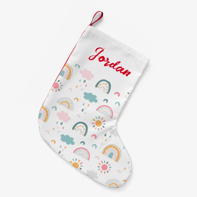 Cute Weather Pattern Small Christmas Stocking (Front (Hanging))
