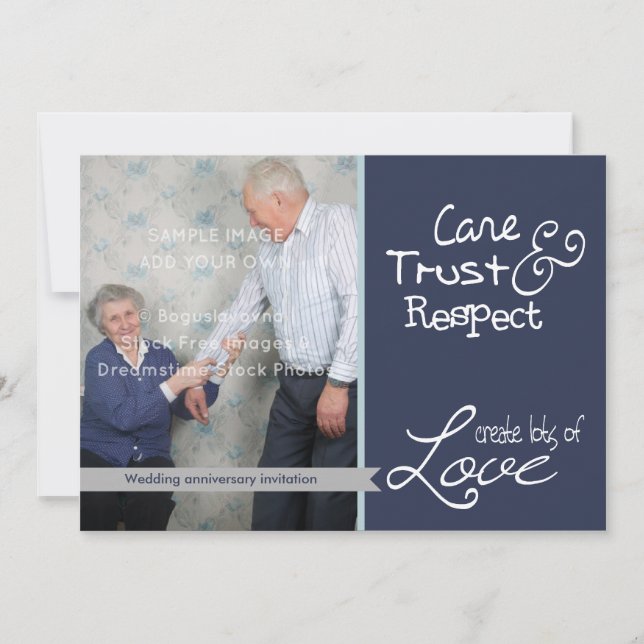 Cute wedding anniversary photo love trust invitation (Front)