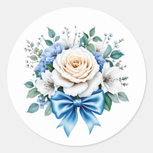 Cute Wedding Bouquet customisable  Classic Round Sticker