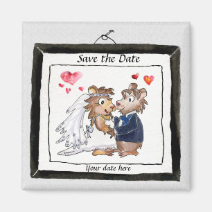 Cute Wedding Cartoon Save the Date Magnets