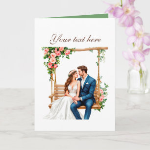 Cute Wedding couple customisable Card
