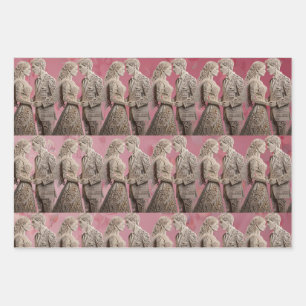 Cute Wedding Couple Holding Hands Wrapping Paper Sheet