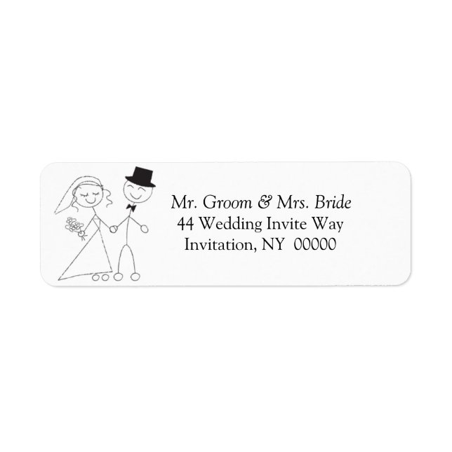 Cute Wedding Couple Return Address Label Stickers (Front)