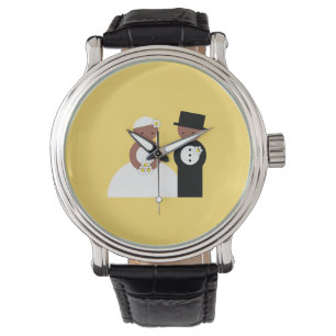 Cute wedding couple watch